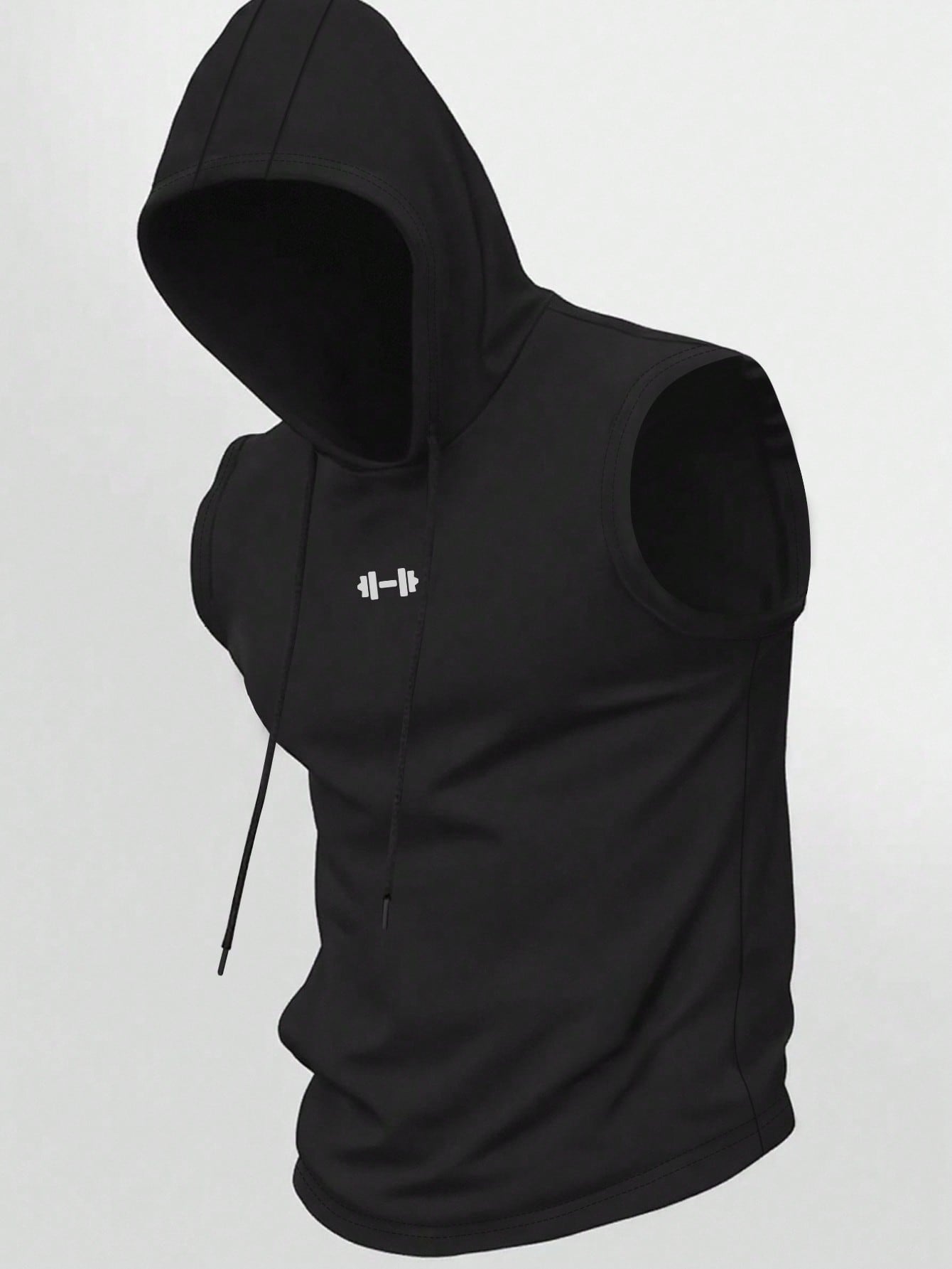Men’s Sleeveless Gym Hoodie – Slim Fit Breathable Training Tank (Black)