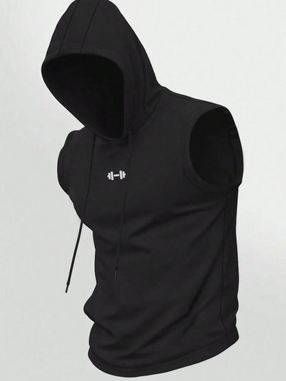 Men’s Sleeveless Gym Hoodie – Slim Fit Breathable Training Tank (Black)
