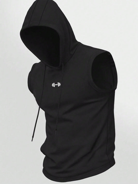 Men’s Sleeveless Gym Hoodie – Slim Fit Breathable Training Tank (Black)