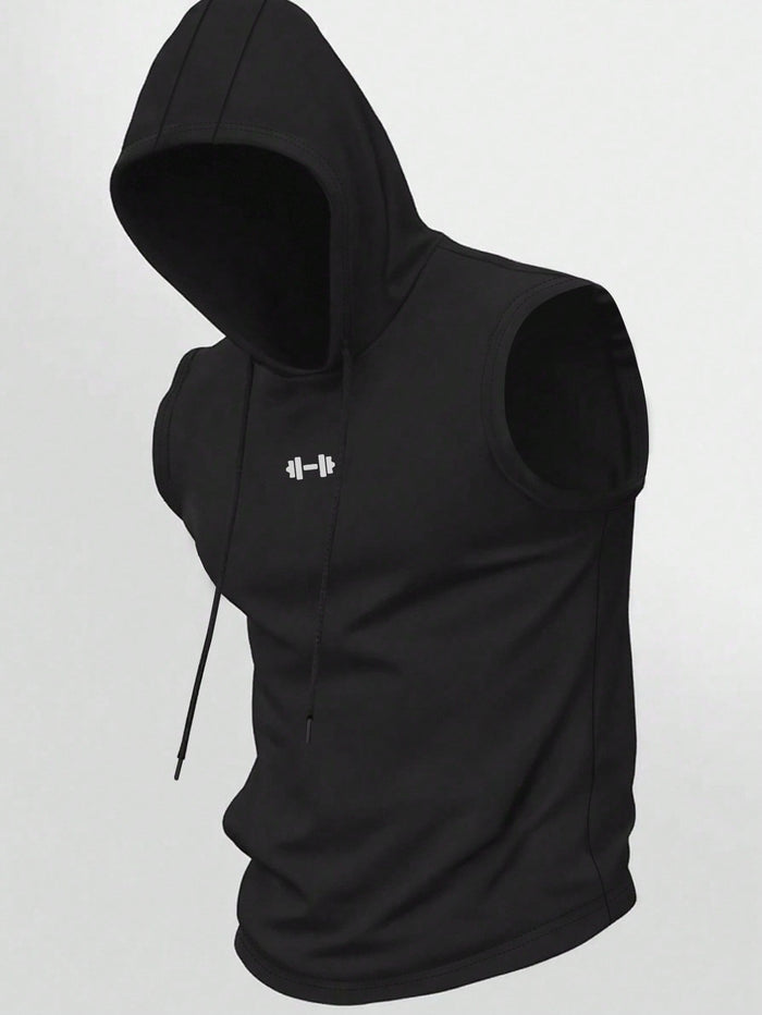 Men’s Sleeveless Gym Hoodie – Slim Fit Breathable Training Tank (Black)