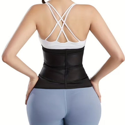 Women's Double Belt Waist Trainer – Zipper &amp; Hook Compression Cincher