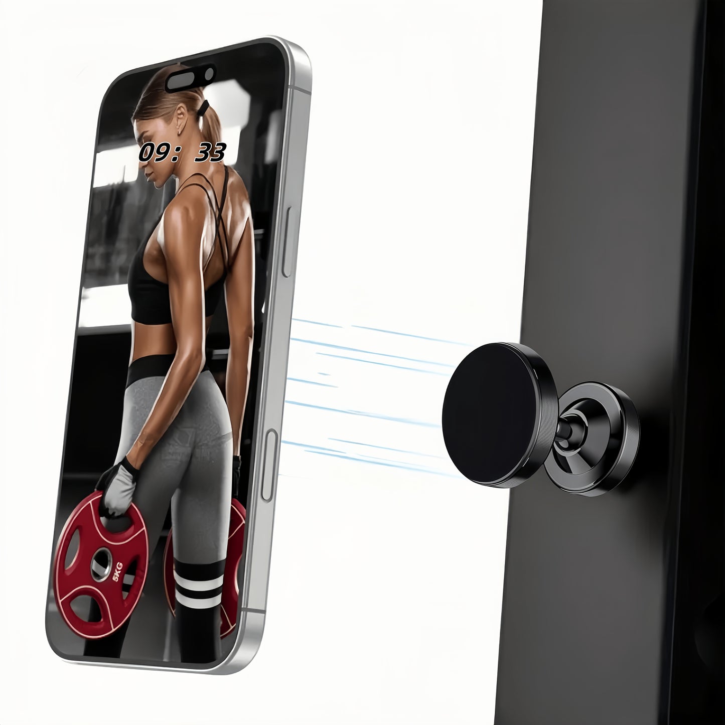 Universal Magnetic Phone Holder for Gym Equipment – 360° Rotation