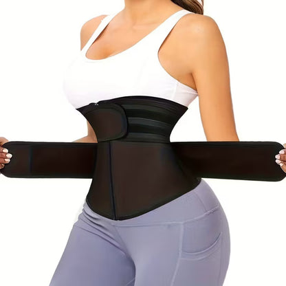 Women's Double Belt Waist Trainer – Zipper &amp; Hook Compression Cincher