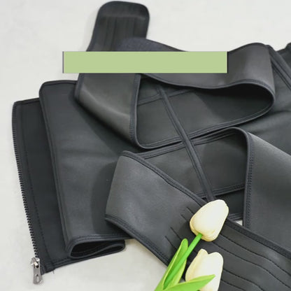 Women's Double Belt Waist Trainer – Zipper &amp; Hook Compression Cincher